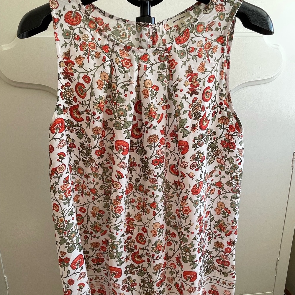 Max Studio Floral Sleeveless Blouse - Red and Green